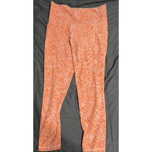 ATHLETA Orange Velocity Legging Pocket 7/8 Tight Active Workout M Leopard Print - Picture 1 of 5